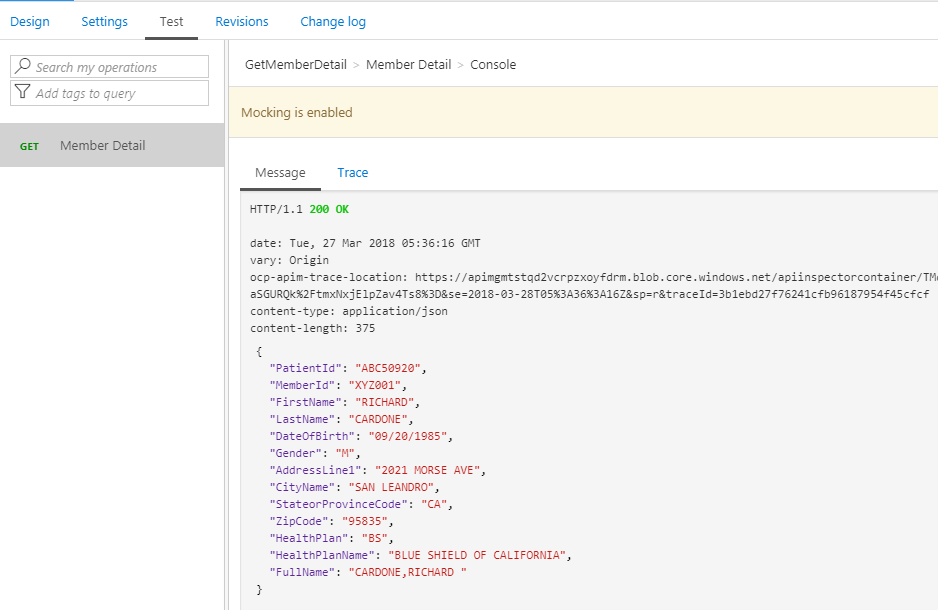 mock api response