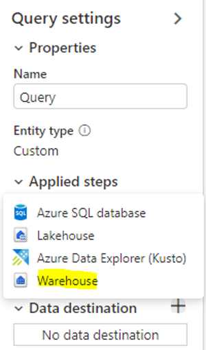 Dataflow in Data Factory - Add dataflow destination