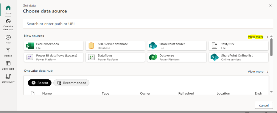 Dataflow Editor - Choose Data Source