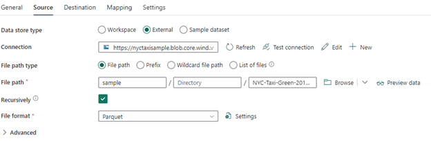 Set up File Path in Data Factory