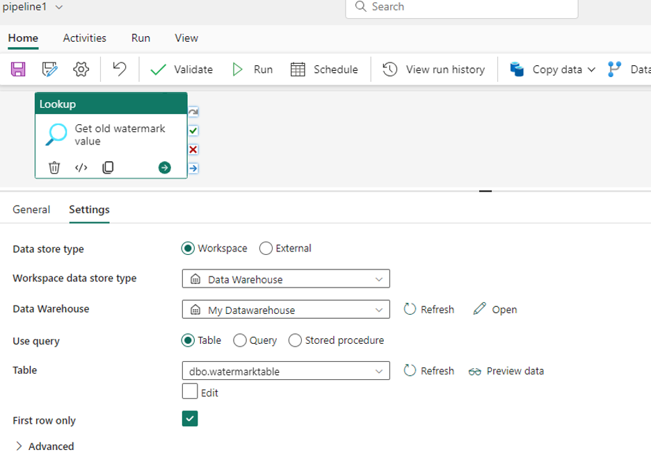 Adding a Lookup Activity
