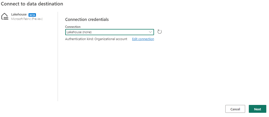 Create Lakehouse Connection