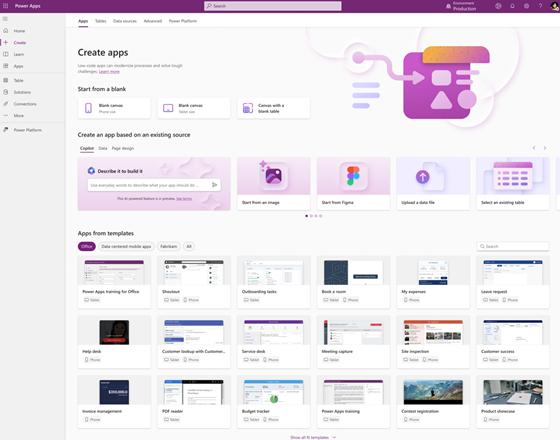 Power Apps 2024 Release Wave 1 - Power Apps Create Page