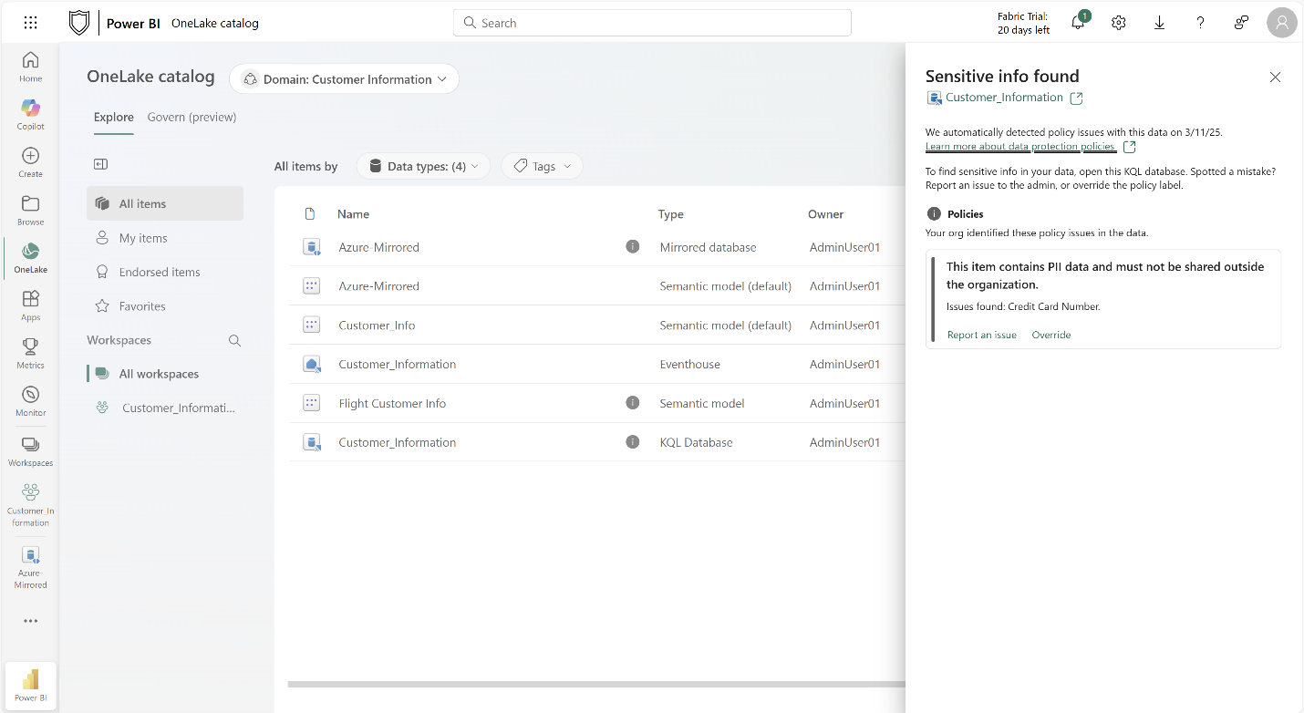 DLP Policies - Microsoft Fabric